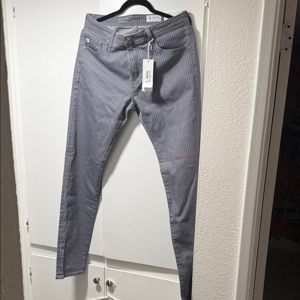 AG Adriano Goldschmied Gray Striped Modern Slim Jeans